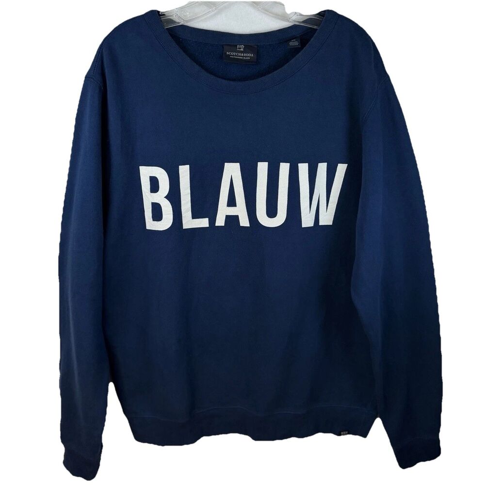 Scotch & Soda Mens Sweatshirt Casual Navy Blue Cotton Pullover BLAUW Sz XL